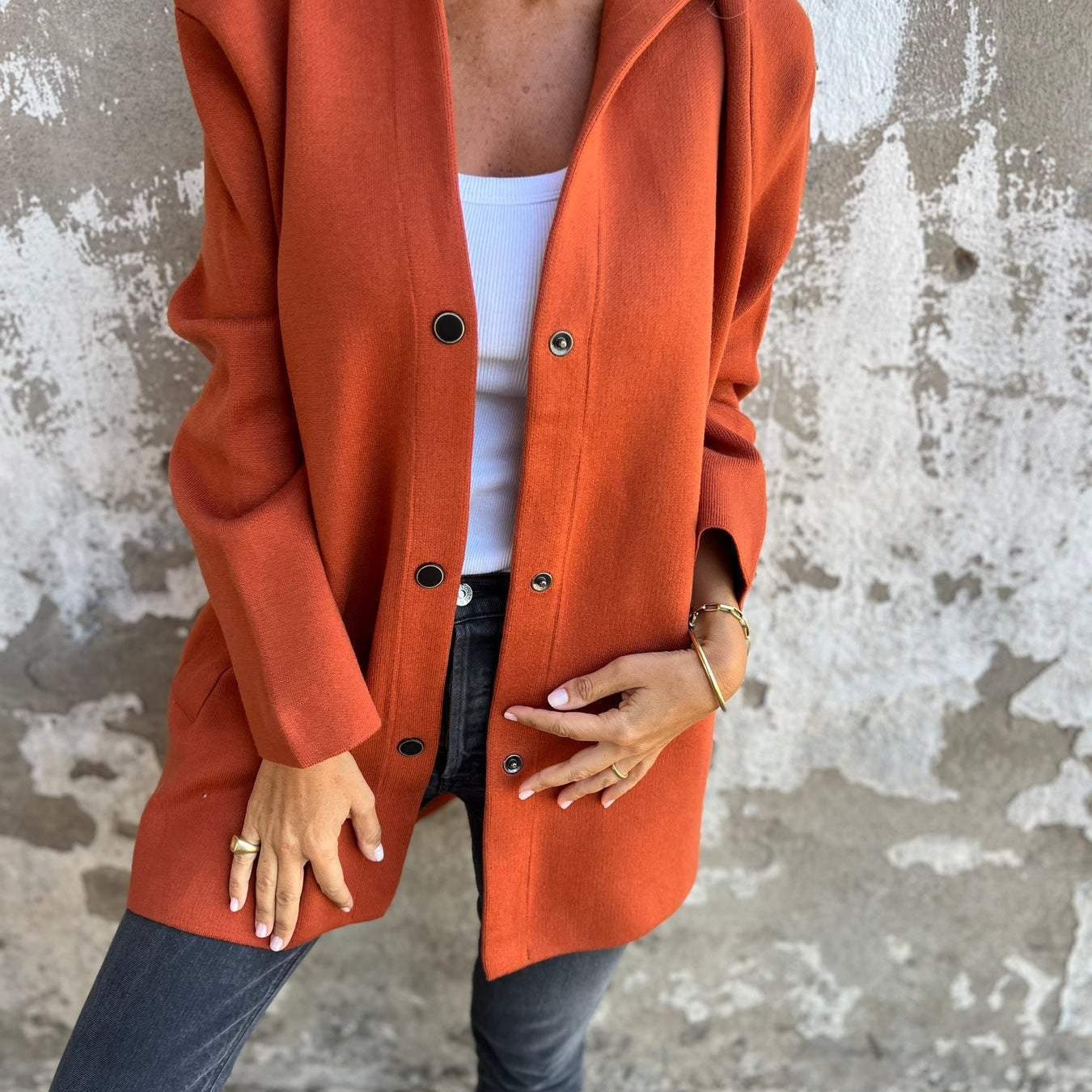 Knitted Hooded Cardigan for Women