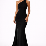 Beth One Shoulder Backless Ruched Wedding Guest and Race Day Maxi Dress