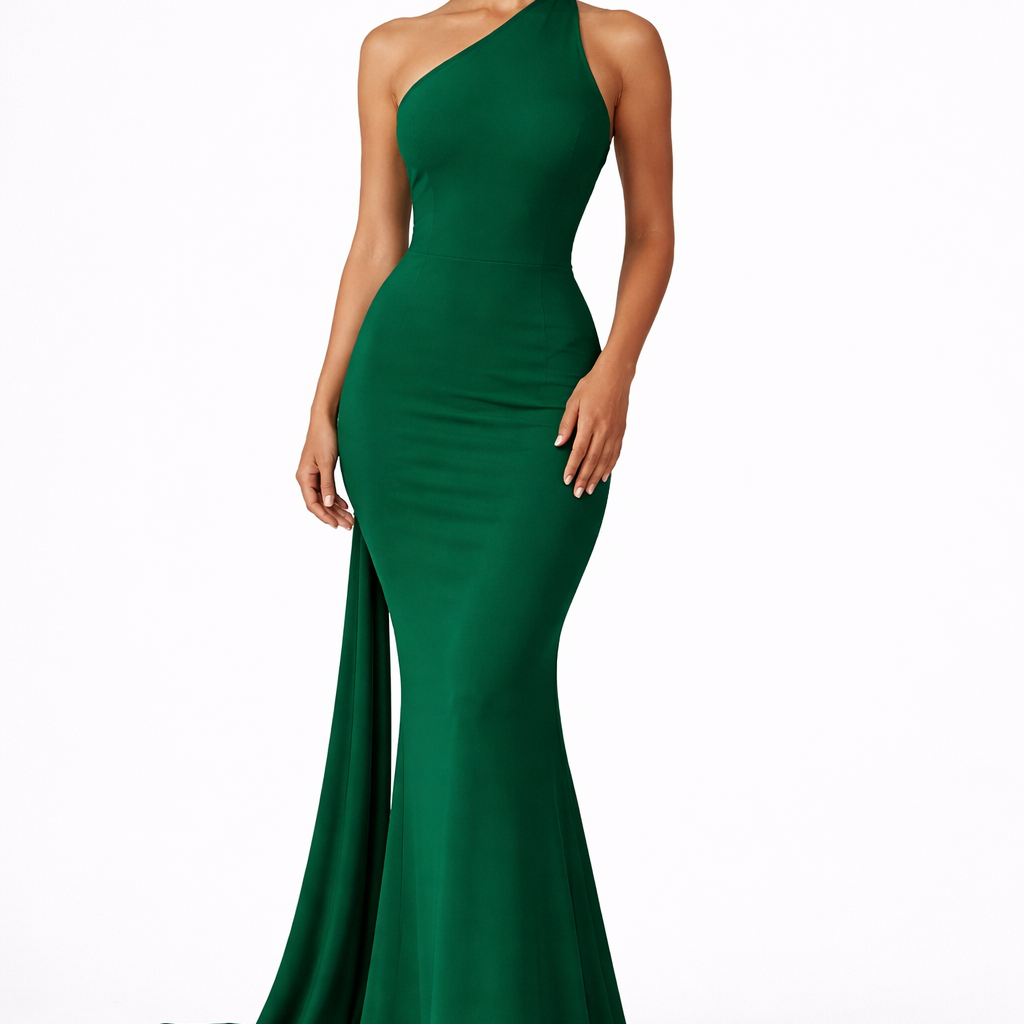 Beth One Shoulder Backless Ruched Wedding Guest and Race Day Maxi Dress