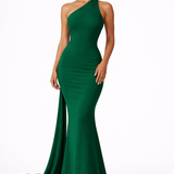 Beth One Shoulder Backless Ruched Wedding Guest and Race Day Maxi Dress