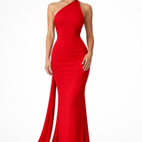 Beth One Shoulder Backless Ruched Wedding Guest and Race Day Maxi Dress