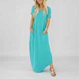 Maxi Dress Women Casual Round Neck Lightweight Summer