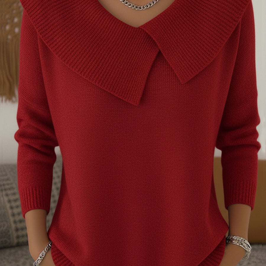 Elegant Collar Knit Sweater