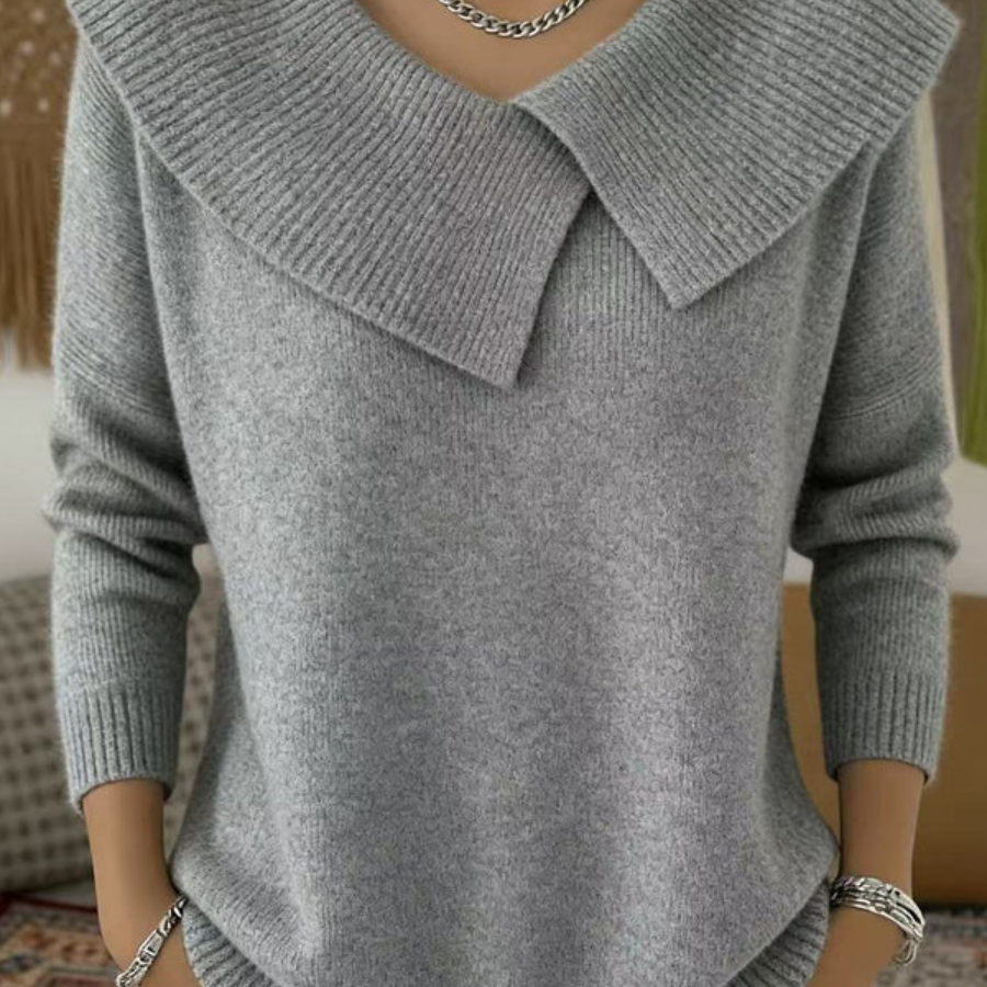 Elegant Collar Knit Sweater