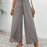 Women’s Wide-Leg Palazzo Trousers - Light Printed Weave