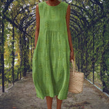 Amysaint | Cotton Embroidered Sleeveless Midi Dress