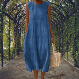 Amysaint | Cotton Embroidered Sleeveless Midi Dress