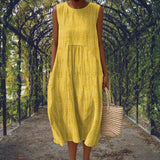 Amysaint | Cotton Embroidered Sleeveless Midi Dress