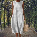 Amysaint | Cotton Embroidered Sleeveless Midi Dress