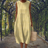Amysaint | Cotton Embroidered Sleeveless Midi Dress