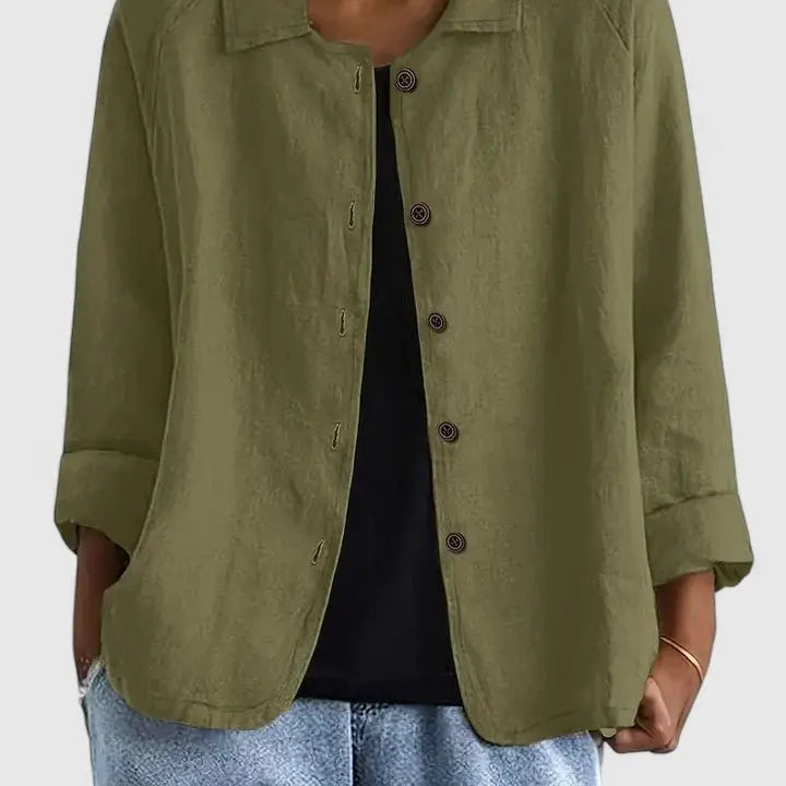 Cotton Light Jacket Button-Front Casual