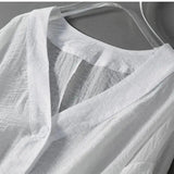 Amysaint | Cotton Linen Blouse Batwing Sleeves Button Detail