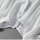 Amysaint | Cotton Linen Blouse Batwing Sleeves Button Detail