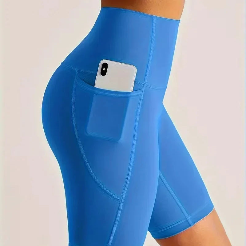 Women's High-Waisted Sport Biker Shorts with Side Pocket