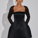 Square Neck Puff Sleeve Mini Dress – Elegant A-Line Party Dress
