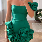 Strapless Ruffle Mini Dress – Fitted Flirty Party Dress