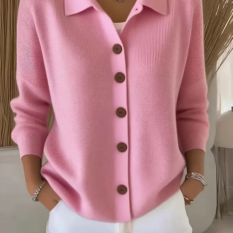 BUTTON-FRONT KNIT CARDIGAN