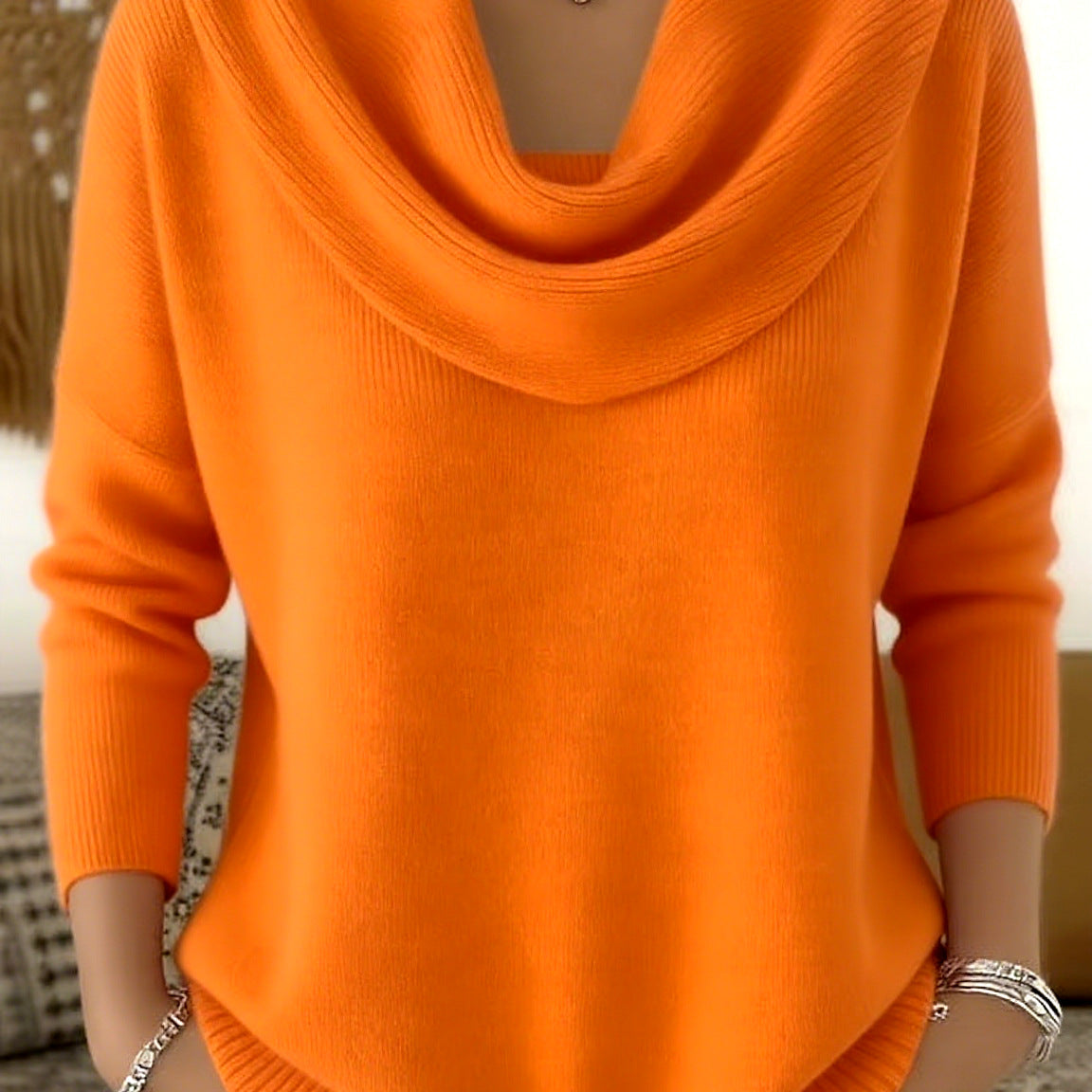 Elegant Cowl Neck Knit Sweater