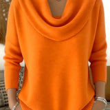 Elegant Cowl Neck Knit Sweater