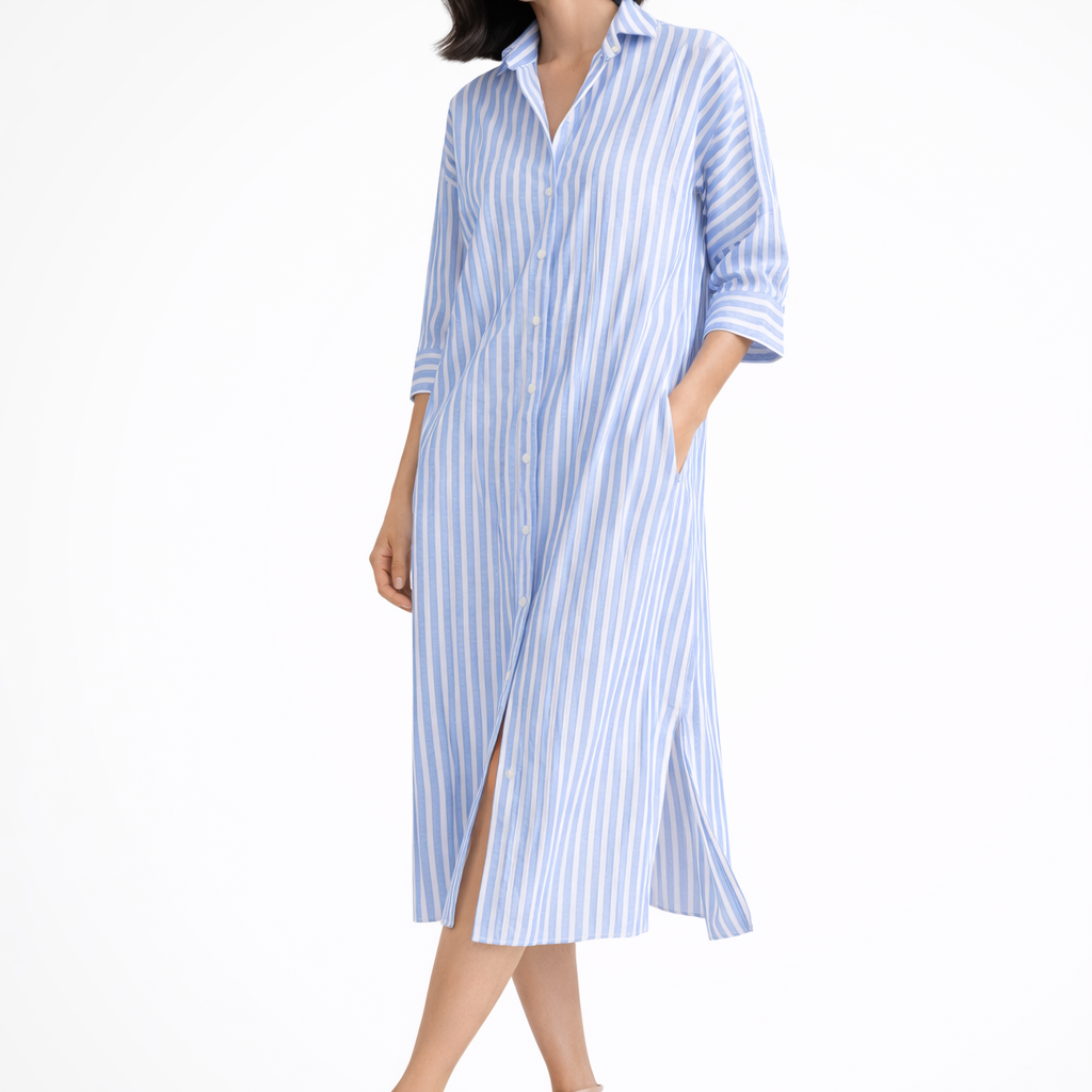 Emily Womens Striped Shirt Dress