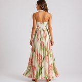 Women’s Halter Neck Floral Maxi Dress with Watercolour Print