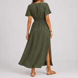 Women’s Olive Green Wrap Maxi Dress – Lightweight Summer Style