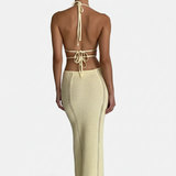 Jessica Halter Neck Bodycon Maxi Dress with Cut Out Waist and Backless Design