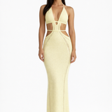 Jessica Halter Neck Bodycon Maxi Dress with Cut Out Waist and Backless Design