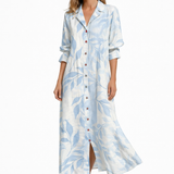Jill Flattering Floral Maxi Dress with Button Front