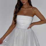 Strapless Tulle Mini Dress – Flared A-Line Party Dress