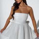 Strapless Tulle Mini Dress – Flared A-Line Party Dress