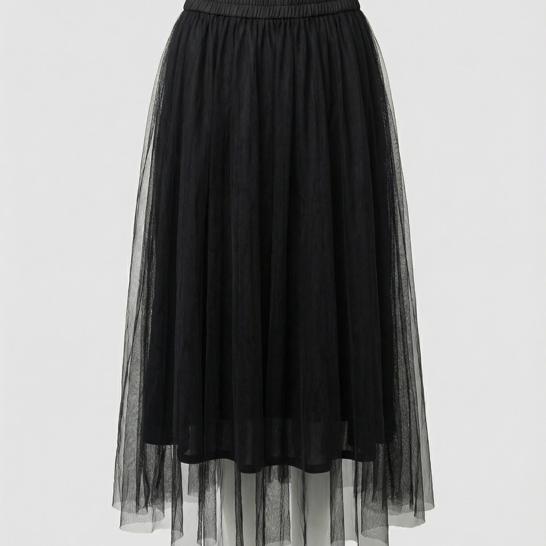 Women's High Waisted Midi Skirt - Soft Layered Tulle Style