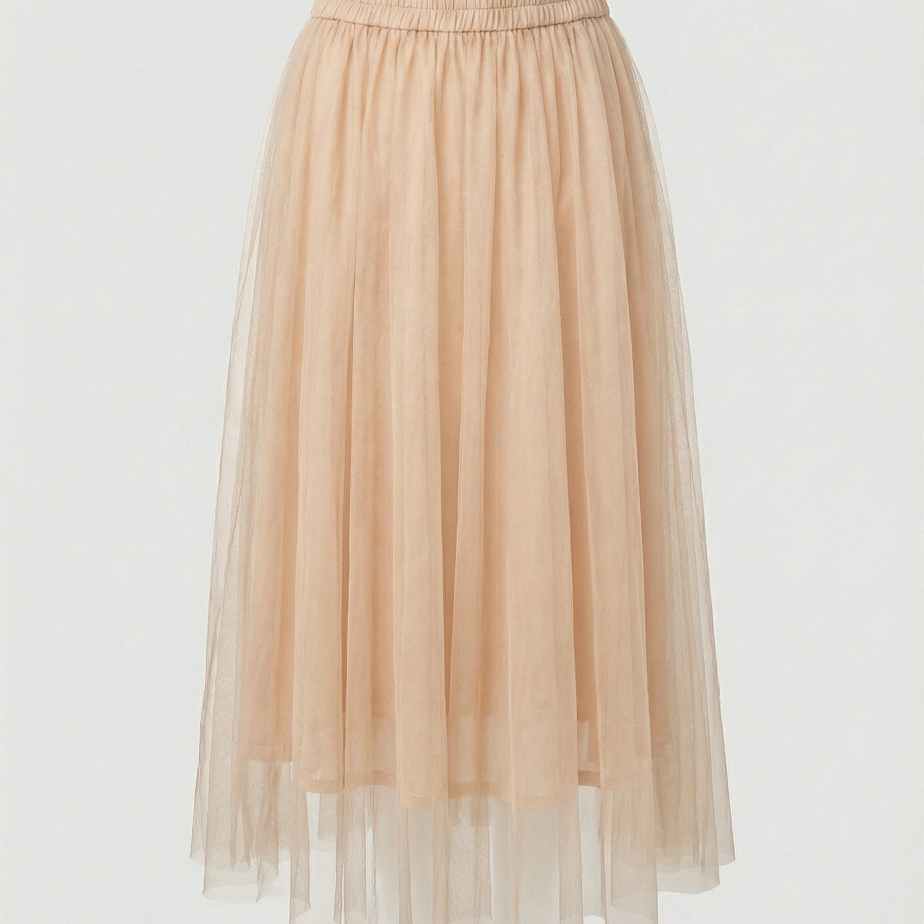 Women's High Waisted Midi Skirt - Soft Layered Tulle Style