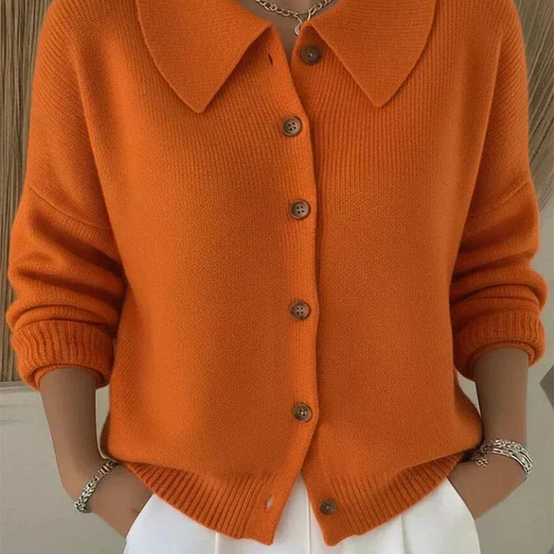 Classic Collared Knit Cardigan