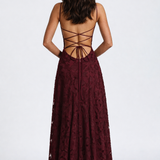 Malin Lace Backless Maxi Dress with Spaghetti Straps