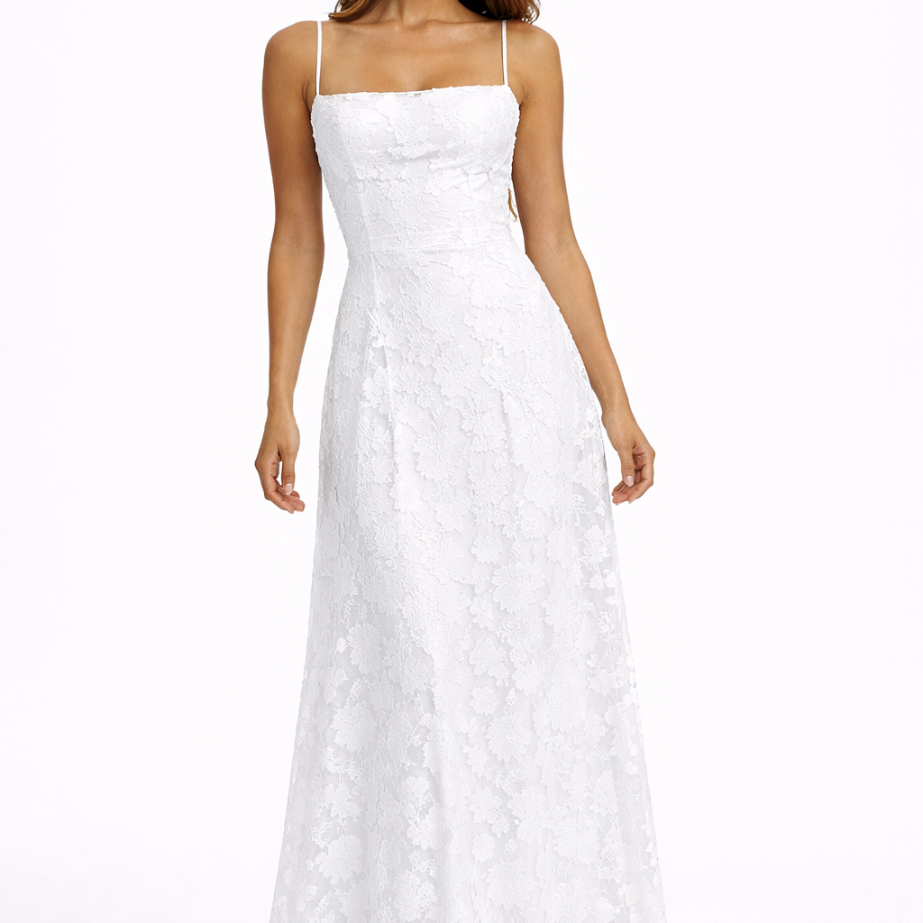 Malin Lace Backless Maxi Dress with Spaghetti Straps