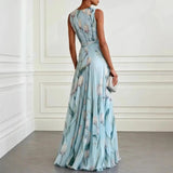 Amysaint | Maxi Wrap Dress V-Neck Tulip Print Chiffon