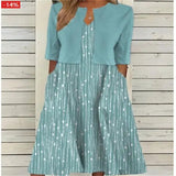 Amysaint | Midi Dress Half Sleeves Round Neck Floral Pattern