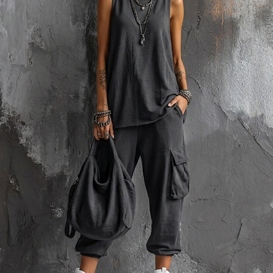 Sleeveless Wide-Leg Two-Piece Set for Women