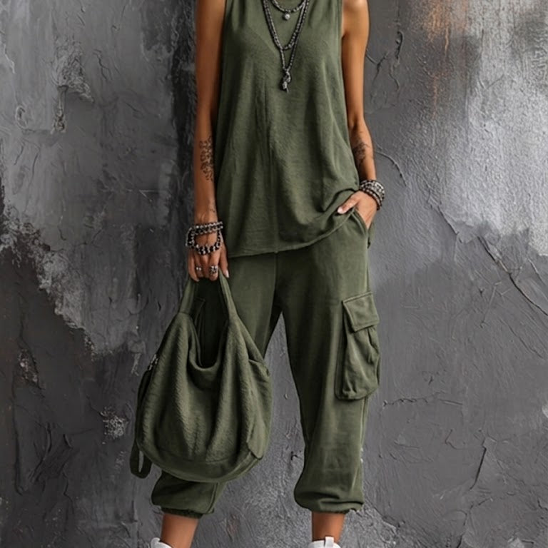 Sleeveless Wide-Leg Two-Piece Set for Women