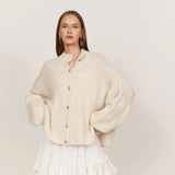 Gold Button Chunky Knit Cardigan