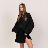 Gold Button Chunky Knit Cardigan