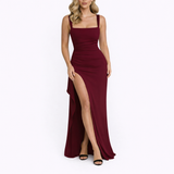 Elegant Maxi Dress with Split & Open Back