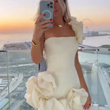Women's Strapless Ruffle Bustier Mini Dress - Evening Party Wear