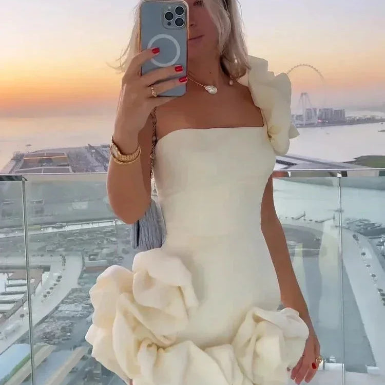 Women's Strapless Ruffle Bustier Mini Dress - Evening Party Wear