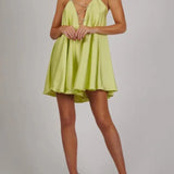 Women's Chain-Strap Satin Mini Dress Backless Evening Party