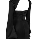 Cut Out Long Sleeve Mini Dress – Fitted Party Dress