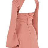 Cut Out Long Sleeve Mini Dress – Fitted Party Dress