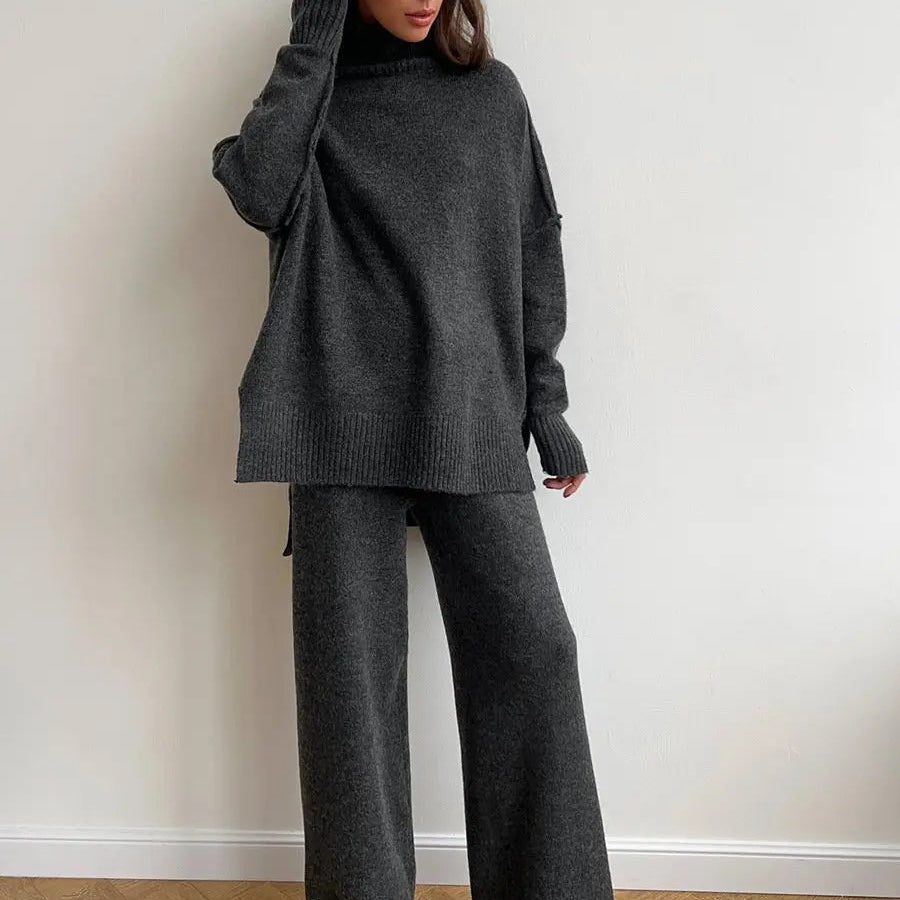 Relaxed Turtleneck Knit Lounge Set