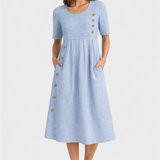 Susan Breathable Flattering Striped Midi Dress